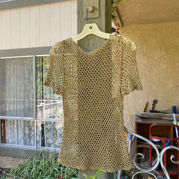 Bronze mesh short sleeved top - Picture 12 of 13